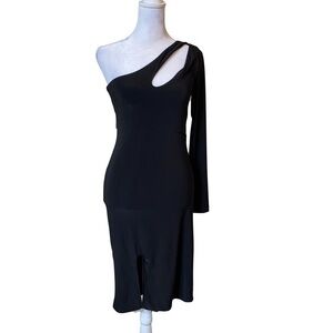 21 Saints Midi One-shoulder Cocktail Dress with Cutout on Left Shoulder size M